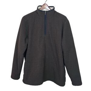 Orvis Men's Size L Sherpa Lined Fleece 1/4 Zip Pullover Sweater Olive Green
